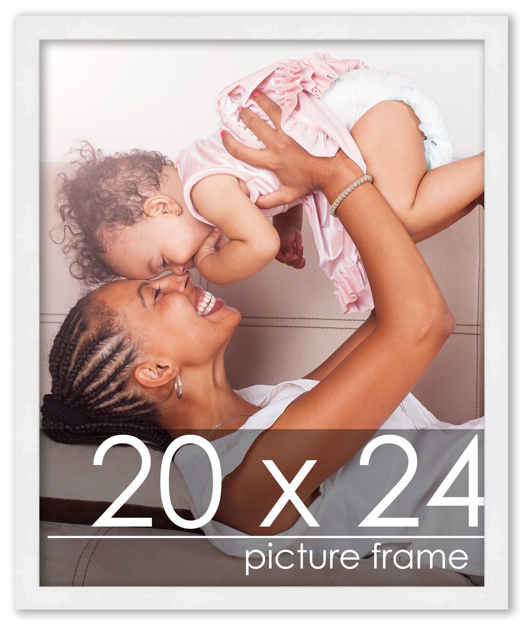 20x24 Solid Wood Picture Frame with UV-Resistant Acrylic & Acid-Free Backing, Available in 6 Finishes: Matte Black, Matte White, Metallic Bronze, Silver, Natural Wood Grain & Mahogany